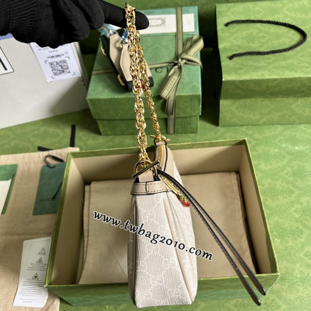 gucci專櫃新款手袋腋下包肩背袋 古馳Ophidia系列草莓吊墜小號手袋 jcp1561